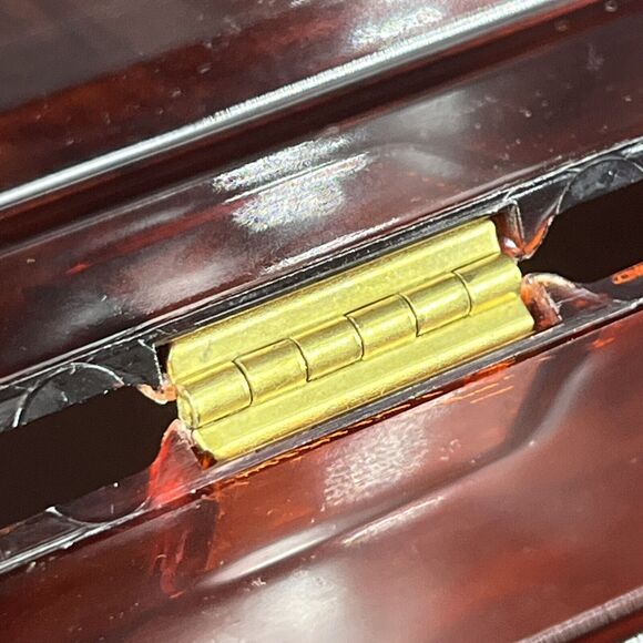 MCM Plastic Jewelry Box Brown Tortoiseshell Gold Graphic Imprint 9.75x6.5x3.75 - Picture 12 of 16